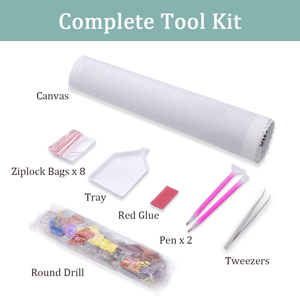 Diamond Art Kits for Adults - Beach Full Round Drill Diamond Painting Kit with Tools - 5D DIY Embroidery Craft Kits for Home Decor Gift- 12”x16” Amphol