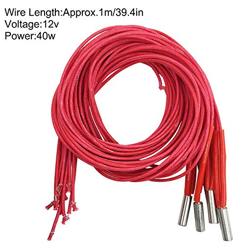 AFUNTA 12 PCS 12V 40W 620 Ceramic Cartridge Heater and NTC Thermistor 100K 3950 Fit 3D Printer & Heat High Temperature Resistant Adhesive Polyimide Tape for Electric Task - Red & White AFUNTA