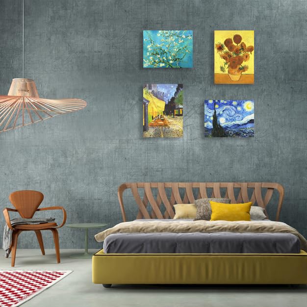 Muzagroo Art Van Gogh Diamond Painting Kits for Adults, DIY 5D Diamond Art Kits for Beginners, Starry Night Arts and Sunflower Crafts Diamond Art for Living Room, Kids Room 4 PCS Wall Art Muzagroo Art