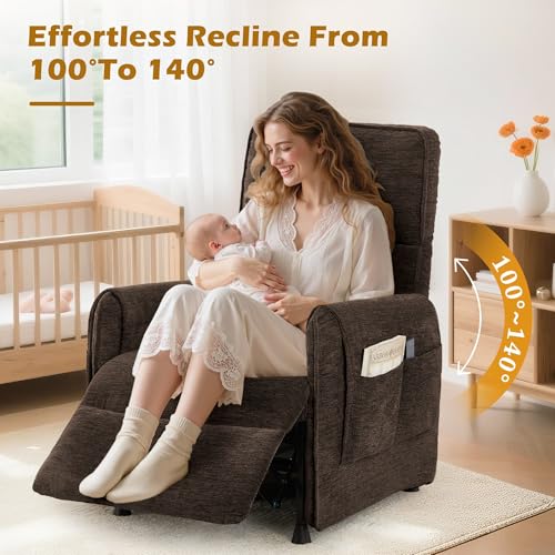 Korser Power Recliner Chair, Small Recliners for Small Spaces, Electric Recliner Chairs for Adults with Remote, Pillow and Side Pockets, Reclining Chair with Memory Function, Living Room, Chenille