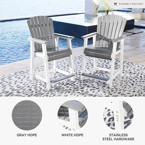 Signature Design by Ashley Outdoor Transville HDPE Patio Barstool, 2 Count, Gray Signature Design by Ashley