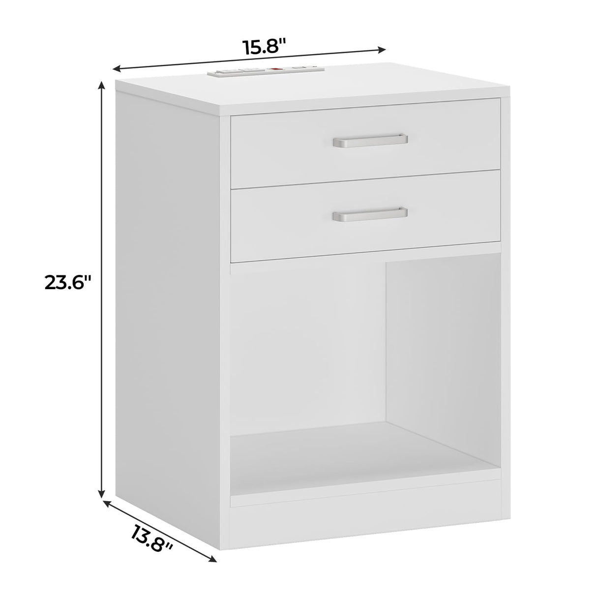 ADORNEVE Nightstands Set of 2,White Night Stand with Charging Station & Drawers,Night Stands for Bedrooms 2 ADORNEVE