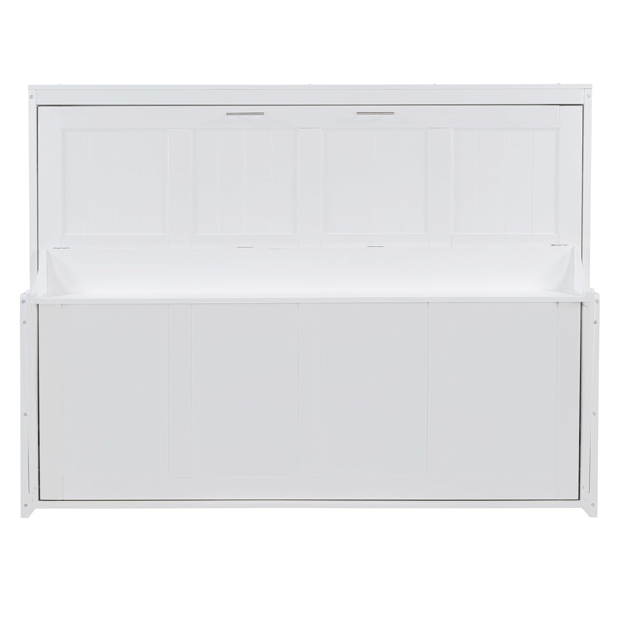 SOFTSEA Queen Size Horizontal Murphy Bed with Desk, Murphy Bed can be Folded into a Cabinet, Hideaway Wall Bed Frame Space-Saving for Guest Room Bedroom Office, White SOFTSEA