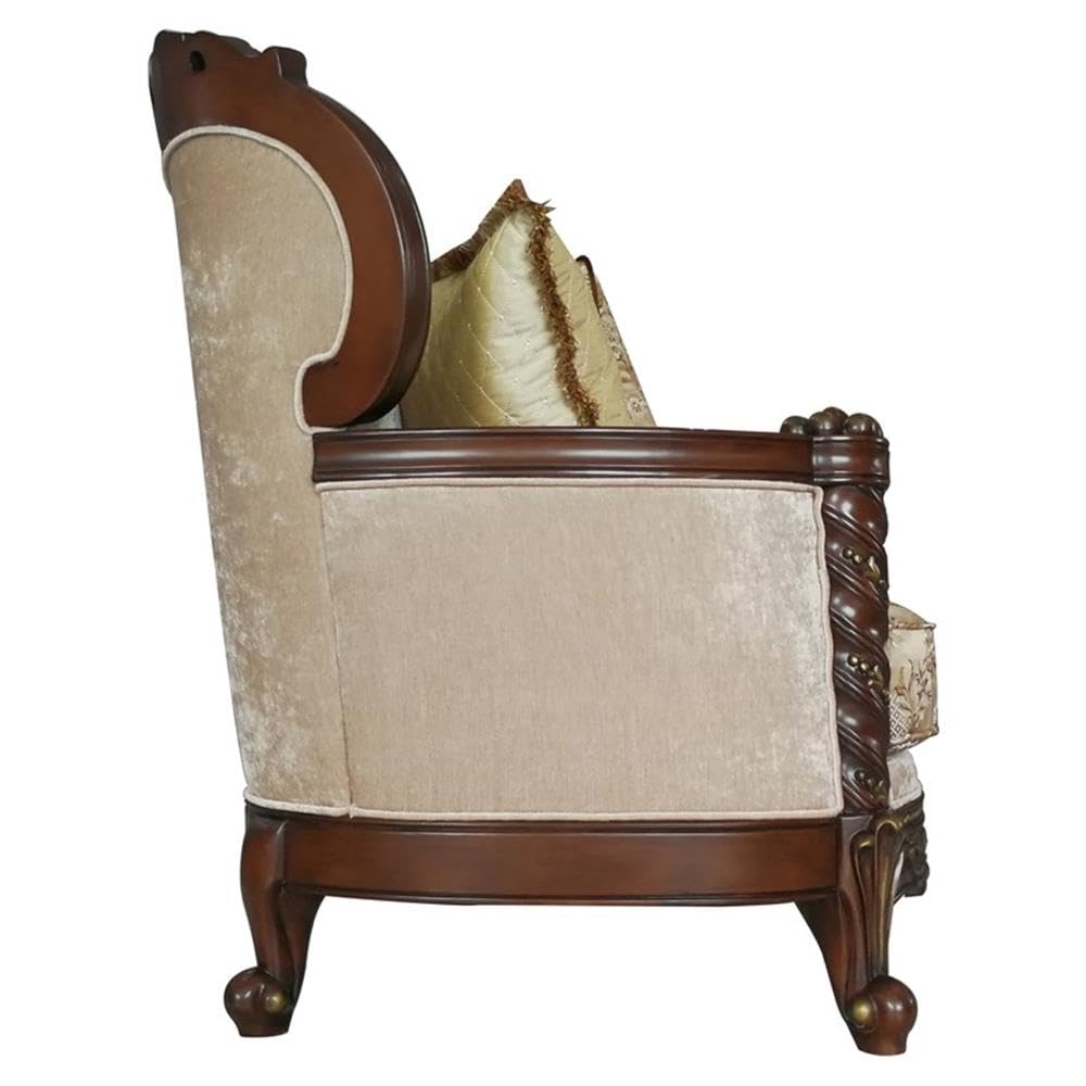 Acme Devayne Traditional European Sofa with Queen Anne Legs in Dark Walnut Acme