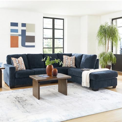Signature Design by Ashley Aviemore Casual L-Shaped 2-Piece Sectional with Chaise for Living Room, Blue Signature Design by Ashley