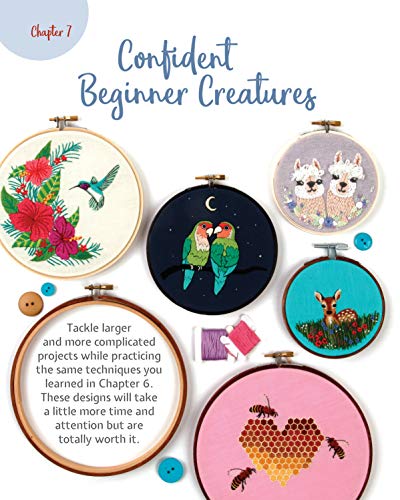 Animal Embroidery Workbook: Step-by-Step Techniques & Patterns for 30 Cute Critters & More (Landauer) Designs include Foxes, Sloths, Hedgehogs, Giraffes, Cats, Chickadees, Pandas, Bees, Flowers & More Fox Chapel Publishing