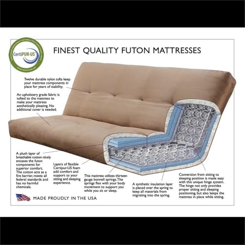 Kodiak Furniture Alamosa Wood Futon Set - Sofa Sleeper Frame with Mattress Included in Charcoal Gray Color Kodiak Furniture