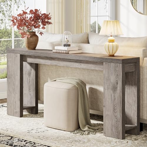 Tribesigns 70.9-Inch Extra Long Console Table, Farmhouse Wood Sofa Table Behind Couch, Narrow Entryway Accent Table for Living Room, Hallway, Entrance, Foyer, Grey Tribesigns