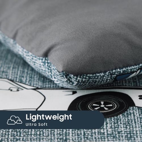 Wake In Cloud - Race Car Toddler Bedding Set for Boys, Cute Colorful Sports Car Supercar Wheels, 4 Pieces Soft Crib Bed Set Including Comforter, Sheets and Pillowcase, Gray Wake In Cloud