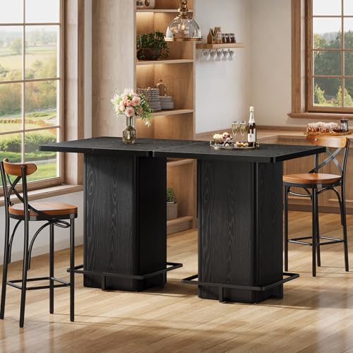 Tribesigns Bar Table, 39.37" High Square Pub Table for Small Bars, Dining Room, Kitchen, Black (Only Table) (Black) Tribesigns