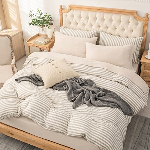 PURE ERA Jersey Knit 4pc Bed Sheet Set 100% T-Shirt Heather Cotton Super Soft Comfy Breathable Fits Mattress Up to 20" Extra Deep Pocket (Heather Beige, King) PURE ERA