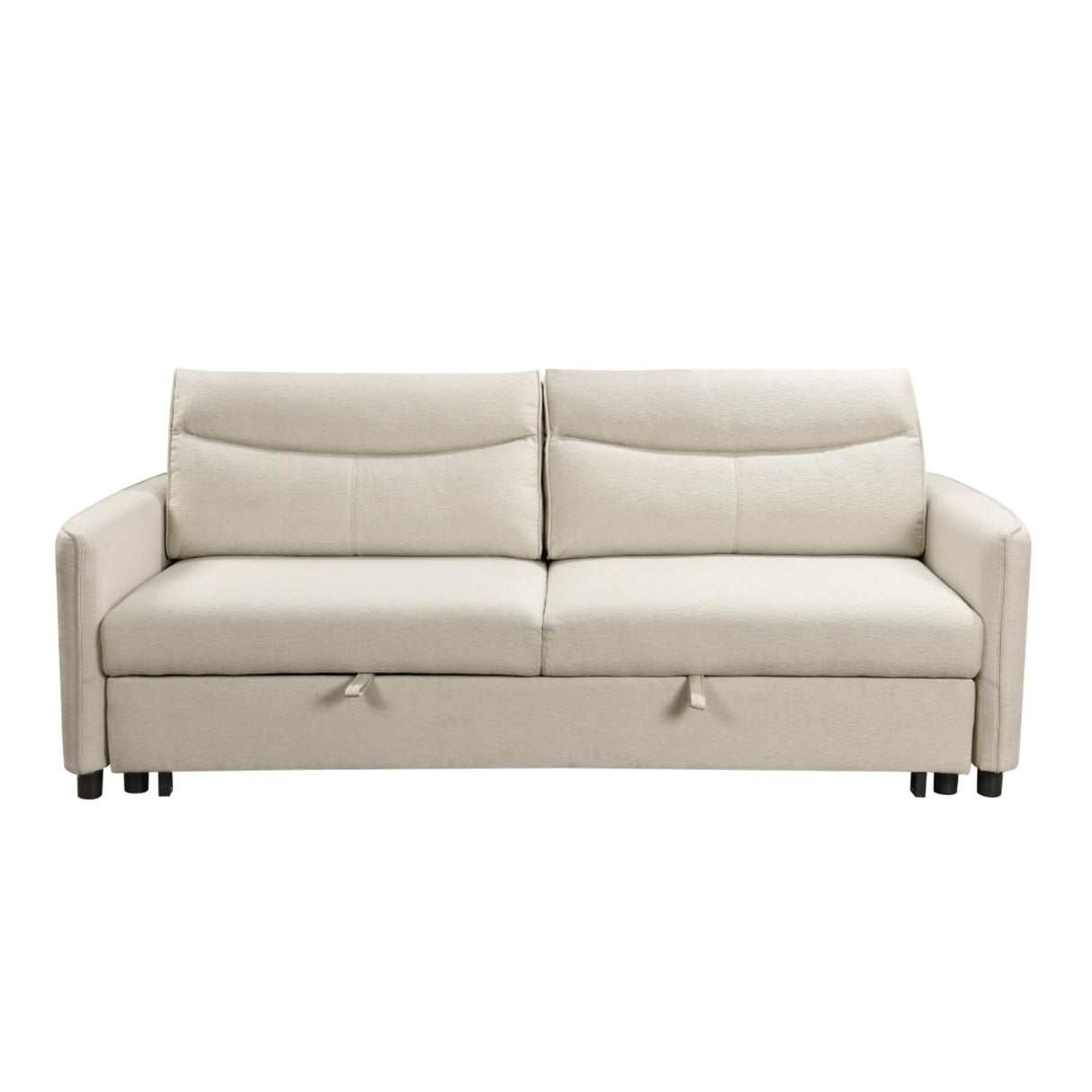 THSUPER 87-Inch King Size Convertible Sleeper Sofa Bed, Comfortable Pull-Out Futon Loveseat for RV Small Spaces, Hide-A-Bed Fold Out Couch - Beige THSUPER