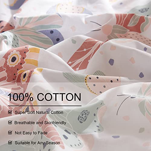 Ivellow Twin Duvet Cover Kids 100% Cotton Butterfly White for Cute Bedding Set 3Pcs Ultra Soft Breathable Patterned Cartoon Comforter Boys Girls Toddler Teen Ivellow