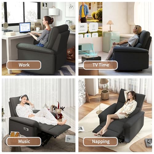 QKFF Wall Hugger Power Recliner Chair, Zero Wall Electric Recliner Chairs with USB Port, Snowflake Velvet Space Saving Large Recliner for Living Room, RV, Home Theater