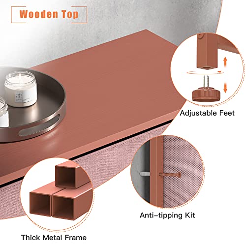 EnHomee Dresser with 12 Drawers, Tall Dressers for Girls Bedroom with Wood Top Metal Frame, Chest of Drawers for Bedroom, Closets, Pink, 11.9" D x 34.8" W x 52.2" H EnHomee