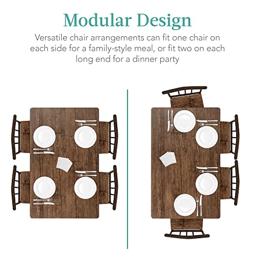 Best Choice Products 5-Piece Metal and Wood Indoor Modern Rectangular Dining Table Furniture Set for Kitchen, Dining Room, Dinette, Breakfast Nook w/ 4 Chairs - Drift Brown Best Choice Products
