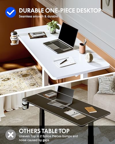 FLEXISPOT H7 Plus Gas Spring Adjustable Standing Desk, Mobile Rolling Sit-Stand Workstation with Whee, Cordless Stand Up Desk for Small Room & Home Office, 40" One-Piece Desktop White,height 27.6"–45" FLEXISPOT