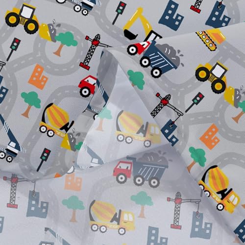 Softan Kids Bed Sheet Set, 3-Piece Twin Sheets Set, Microfiber Fitted Sheet with 15 Inches Deep Pocket and Corner Straps, Breathable & Silky Soft Excavator Pattern Sheet and Pillowcase Sets Softan