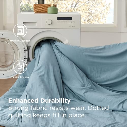 Bedsure King Size Comforter Set, Dusty Blue Soft Prewashed Bedding for All Seasons, 7 Pieces Warm Winter Down Alternative Bed Set, Fluffy Bed in a Bag with Sheets, Pillowcases & Shams Bedsure