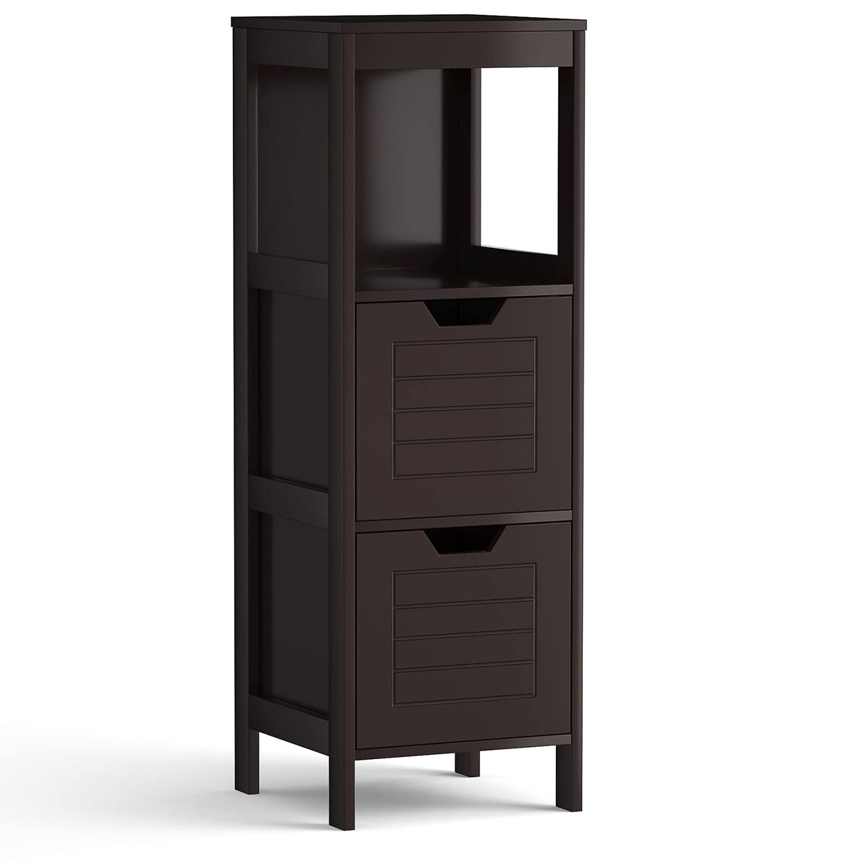 Tangkula Bathroom Floor Cabinet, Narrow Wood Storage Cabinet w/2 Switchable Drawers, Multifunctional Side Cabinet for Bathroom, Freestanding Small Cabinet for Small Spaces, 12 x 12 35 Inch (Espresso) Tangkula