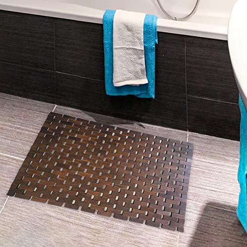 gazechimp Bamboo Wood Bath Mat, Bathroom Mat, Bathmat Kitchen Rugs for Bathtub, Sauna and Shower, Brown Gazechimp