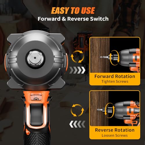 Protmex Cordless Impact Wrench, 900Ft-lbs (1200N.m) 1/2" Brushless Impact Gun, 21V High Torque Power Impact Driver, 2x4.0Ah Batteries Electric Impact Motor Variable Speeds for Car/Truck RV/Mower Protmex