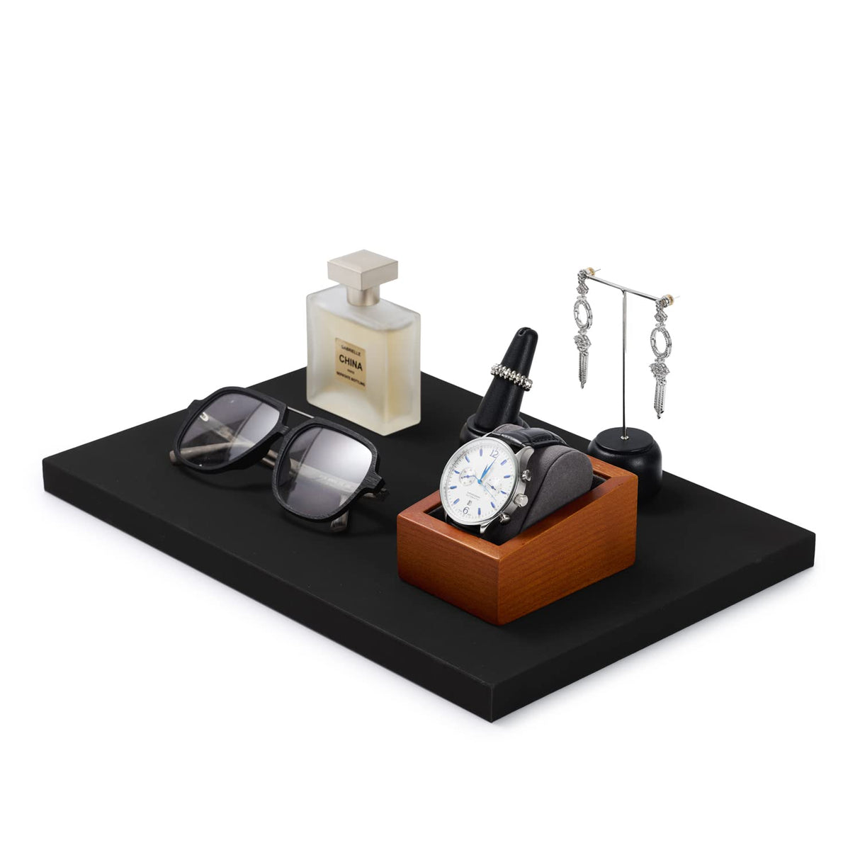 Oirv Solid Wood Single Watch Display Stand Showcase Jewelry Stand Watch Holder with Pillow(Square Single, Creamy-white) Oirlv