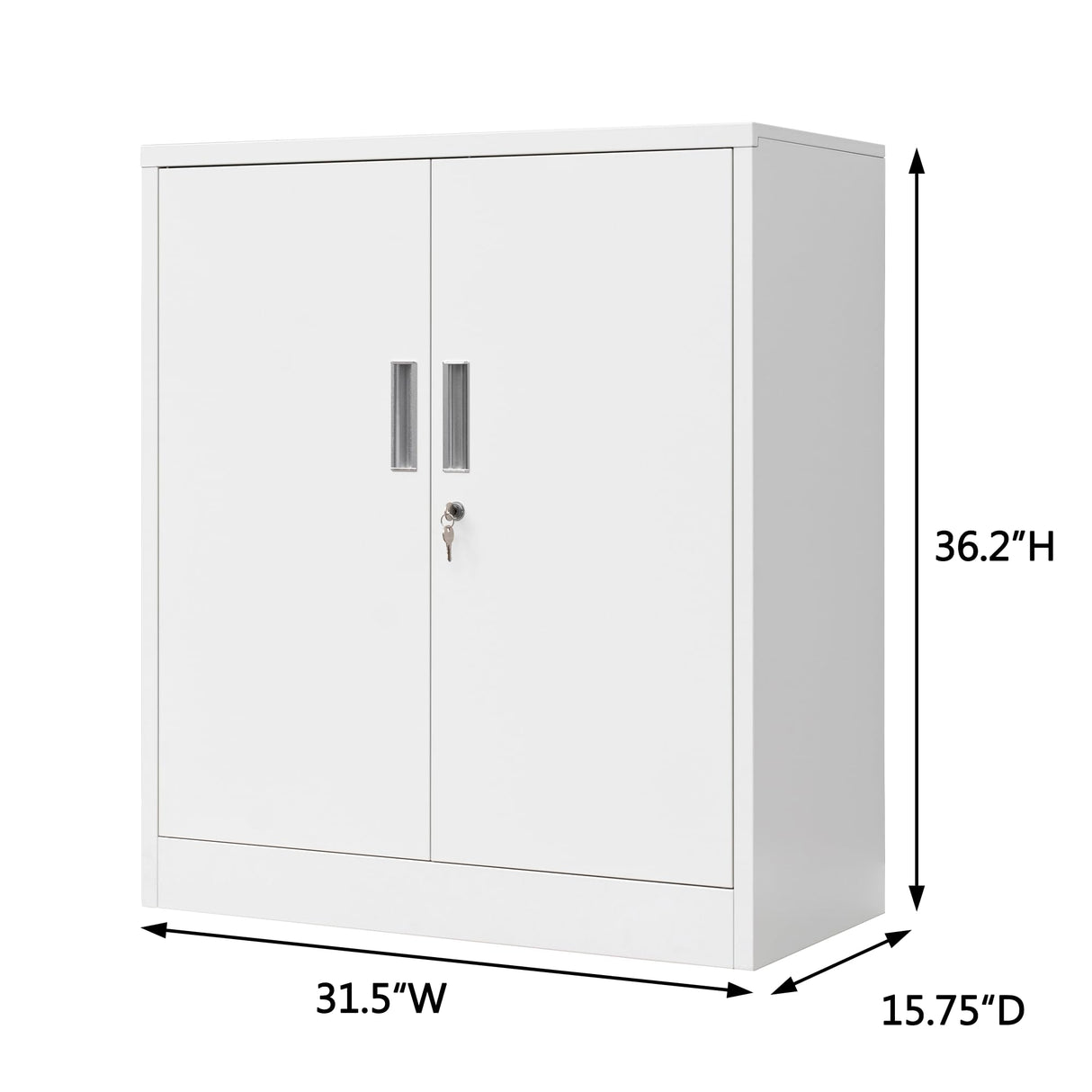 Wanfu Metal Storage Cabinet with Locking Doors and Adjustable Shelves, 36.2" H Steel Storage Cabinet for Garage, Home, Office, Utility Room-White Wanfu