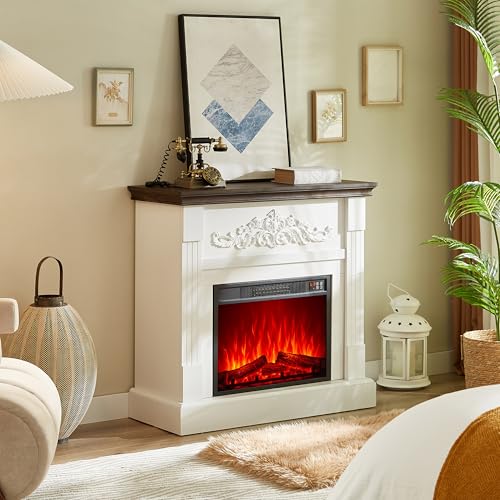 Electric Fireplace with Mantel, 40" Electric Fireplace, Fireplaces Entertainment Center, Fireplaces TV Stand with 23" Insert Heater with 3D Flame for Living Room, 1400W/750W LIDYUK