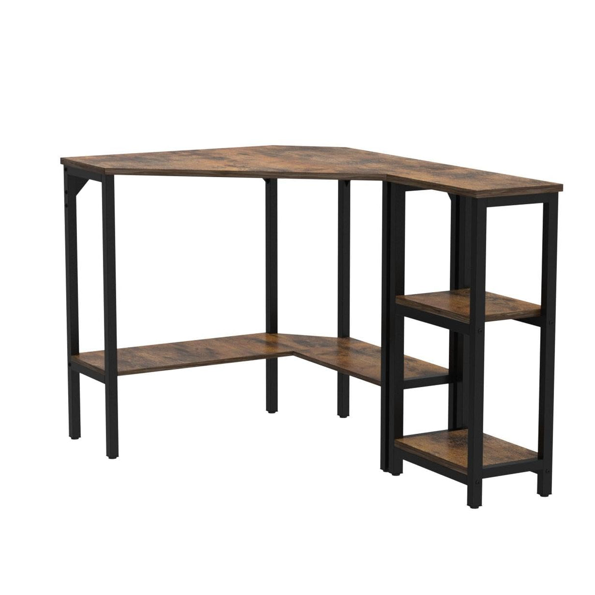 LAVIEVERT Corner Desk, Triangle Computer Desk with Storage Shelves, Laptop PC Table Writing Study Table Workstation for Home & Office - Rustic Brown LAVIEVERT