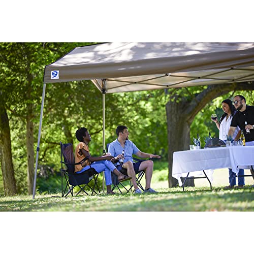Z-Shade 12 x 14 Foot Panorama Instant Pop Up Canopy Tent Outdoor Shelter Tent with Reliable Stakes, Steel Frame, and Rolling Bag, Tan Z-Shade