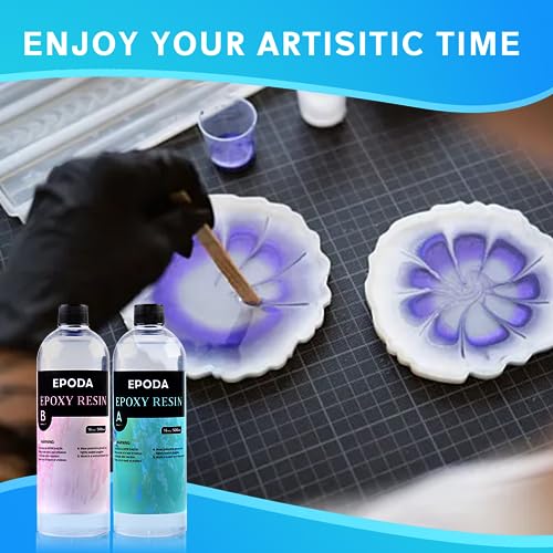 EPODA Epoxy Resin 32oz, Crystal Clear Art Casting Resin and Hardener Hard, Perfect for Beginners, Epoxy Resin Kit for Art Craft EPODA
