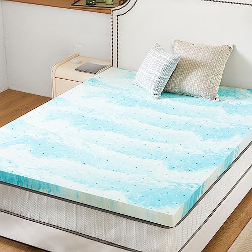 Sweetcrispy Memory Foam Mattress Topper King, 3 Inch Thick Gel Infused Cooling Toppers Pad for King Size Bed, Sleeper Sofa, RV, Camper, CertiPUR US Certified, Ventilated and Breathable Sweetcrispy