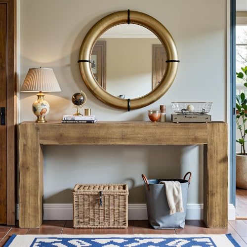 Tribesigns 63-Inch Solid Wood Console Sofa Table, Farmhouse Long Entryway Table Behind Couch for Living Room, Entrance, Hallway, Foyer, Easy Assembly Tribesigns