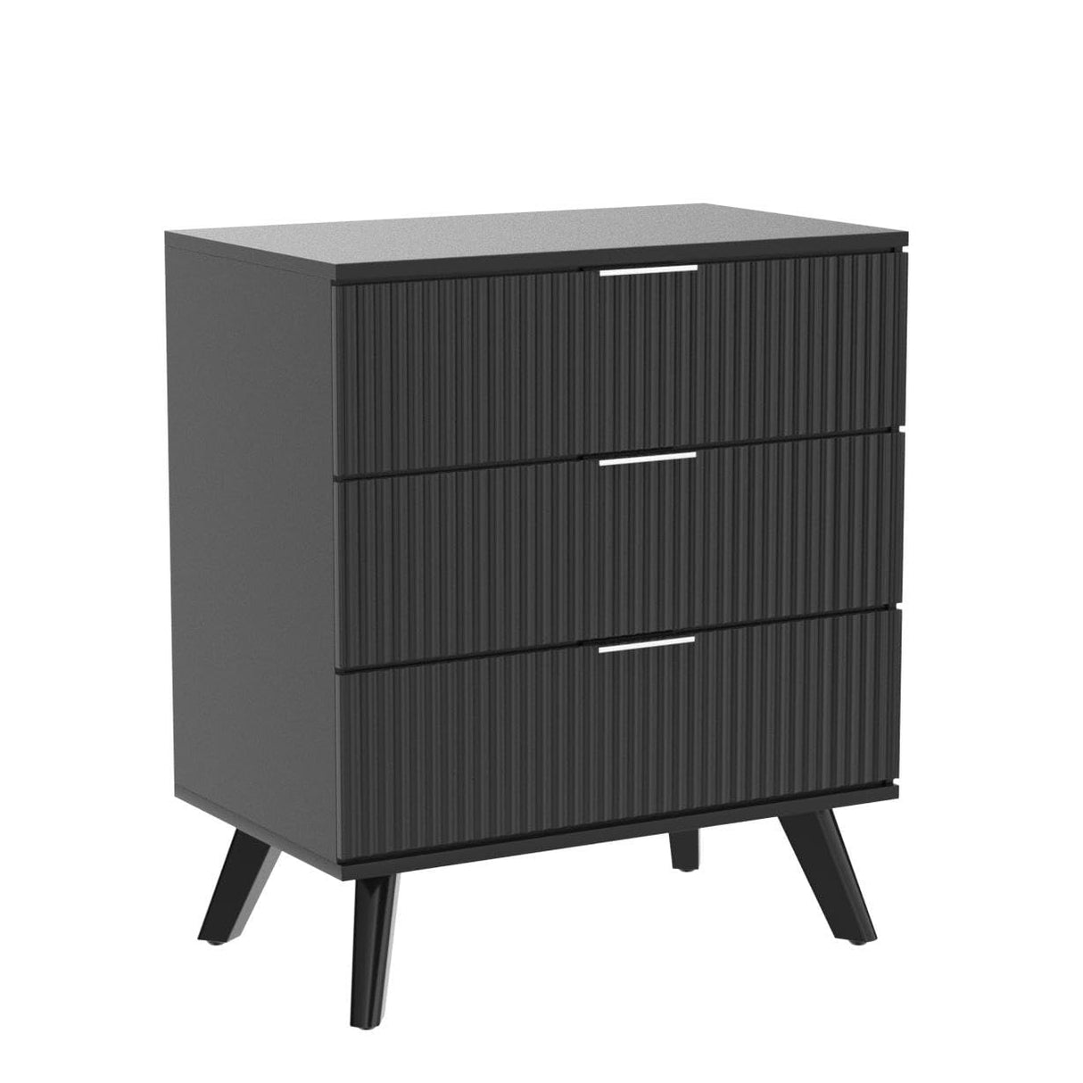 affeivul Mid-Century Modern 3 Drawer Dresser, 3 Drawer Dresser for Bedroom, Modern Storage Organizer Unit with Wood Legs, Small Dresser Cabinet Organizer Unit with Solid Wood Legs for Hallway (Black) affeivul
