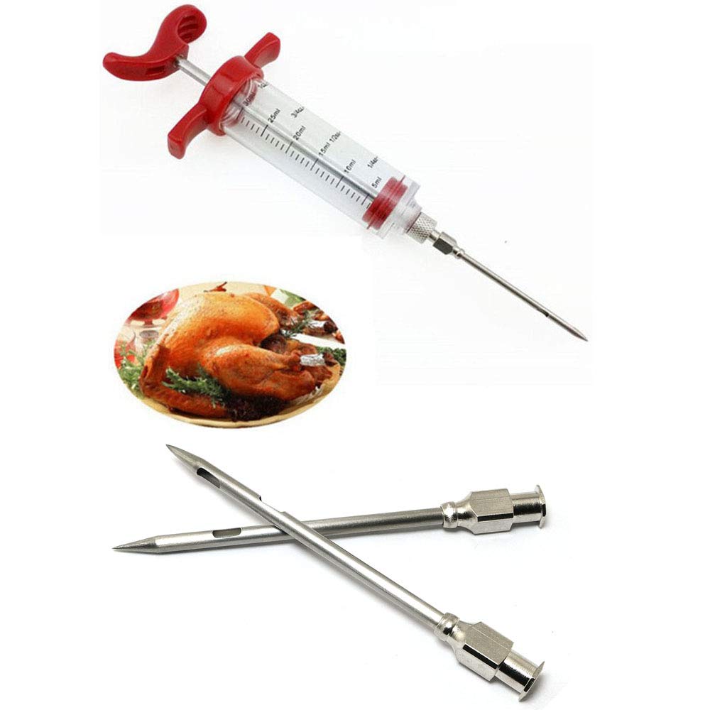 PZRT 4pcs Injector Needle for Barbecue, Stainless Steel Marinade Turkey BBQ Meat Injector Needle Kitchen Accessories Party Home Supplies PZRT