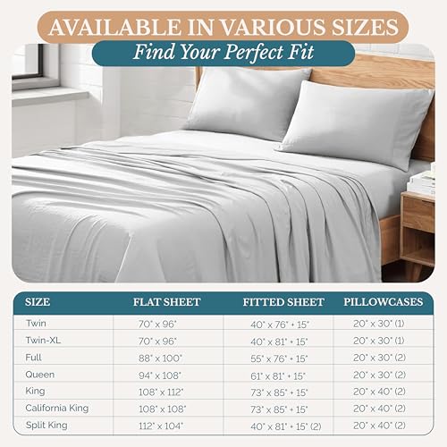 Casa Platino Twin Sheets, 3 Piece Set, Pre-Washed Ultra Soft & Breathable Bed Sheets Set, Brushed Microfiber Sheet, Fade Resistant Bedding with Deep Pockets – Silver Casa Platino