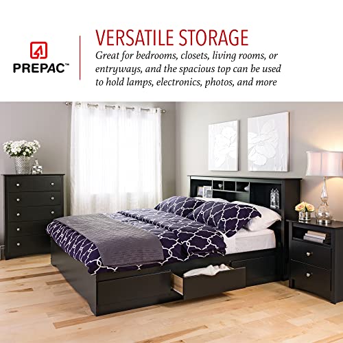 Prepac Sonoma Superior 5-Drawer Chest for Bedroom - Spacious and Stylish Chest of Drawers, Measuring 17.75"D x 31.5"W x 44.75"H, In Black Finish Prepac