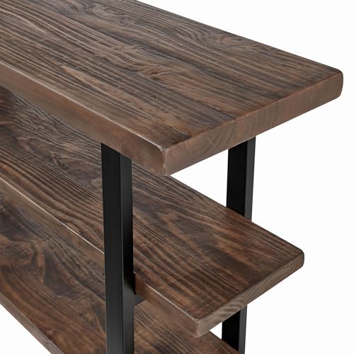 Alaterre Furniture Pomona Living Room Collection – 3-Tier Solid Wood Media Console Table with 2 Open Shelves and Metal Legs - Rustic Industrial Farmhouse TV Stand and Storage Console (Rustic Brown) Alaterre Furniture