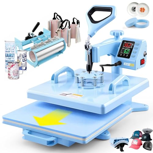 WHUBEFY Heat Press,15x15 Shirt Press Machine 8 in 1 with 30Oz Tumbler Attachment Sublimation Machine Digital Slide Out Sublimation Heat Transfer Machine, Heat Press for T-Shirts Mugs Caps Plates,1400W Whubefy