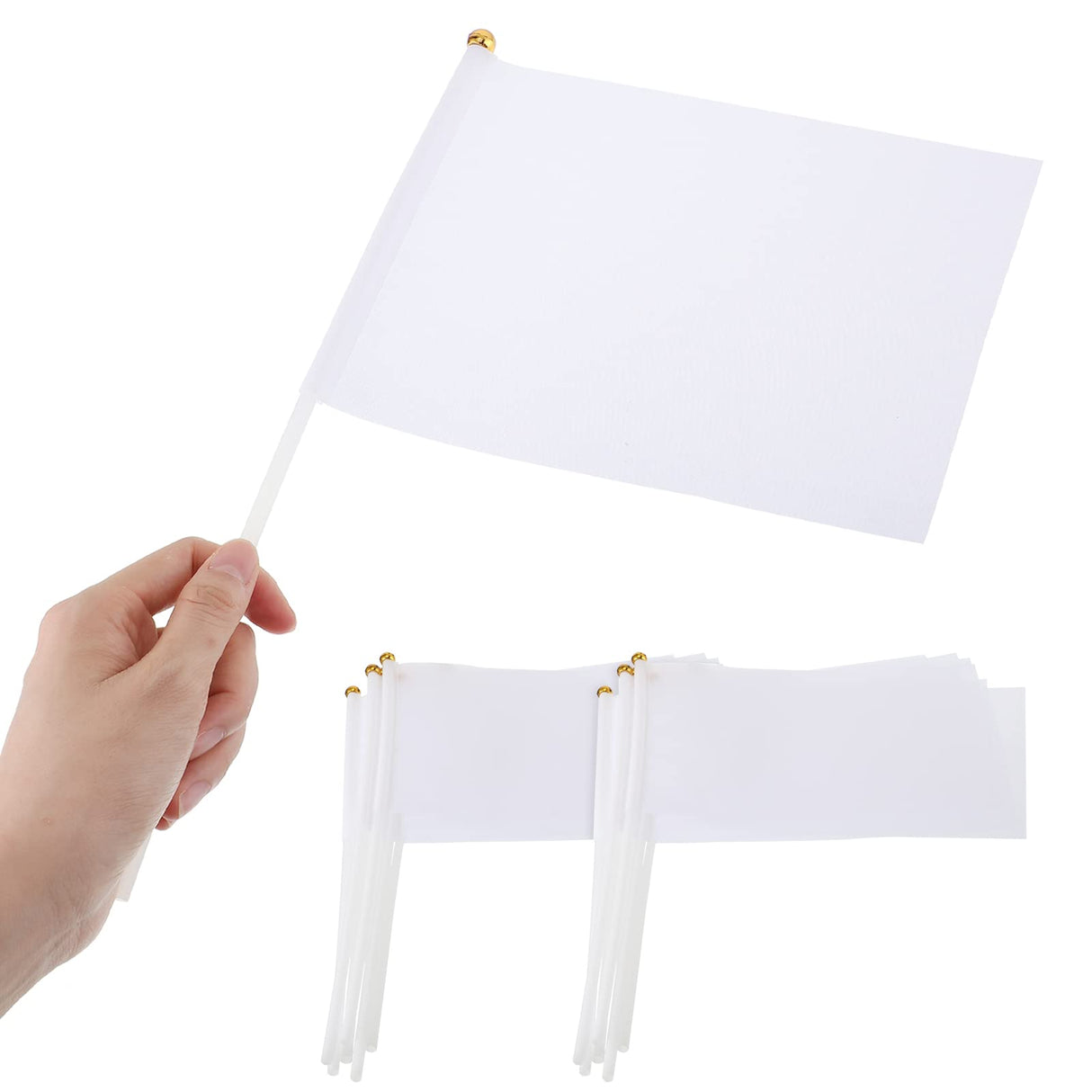 Remerry 100 Pieces Sublimation Flags Blank Small White Flags Mini DIY Flags on Stick Small Blank Flag Party Decorations for Parades Birthday Party Wedding Events Celebration Remerry