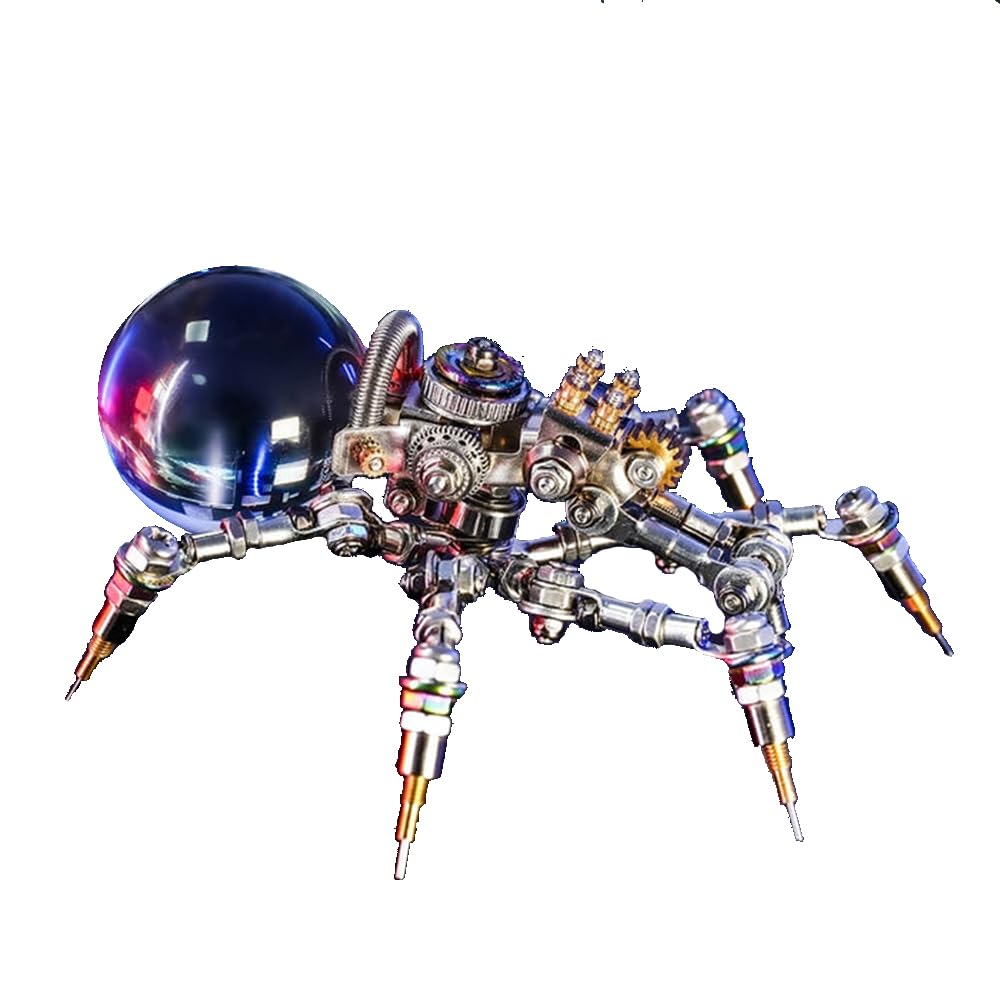 Mostarle Crystal Lamp Jumping Spider 3D Metal Puzzle, Arcynix DIY Model Kit Sci-Fi Mechanical Spider Steampunk Decor, Creative Gift & Futuristic Home Décor for Adults & Teens Arcynix
