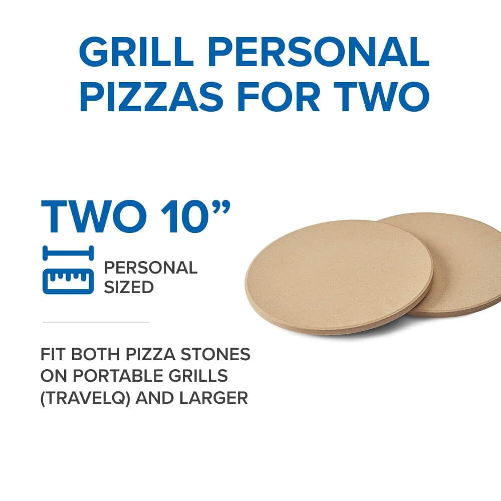 Napoleon Personal Sized Pizza Baking Stone Set - BBQ Grill Accessories, Two 10-inch Personal Pizza Baking Stones, Stone Oven Pizza, Pizzeria Results, Easy To Use, Use In BBQ Grill or Oven Napoleon