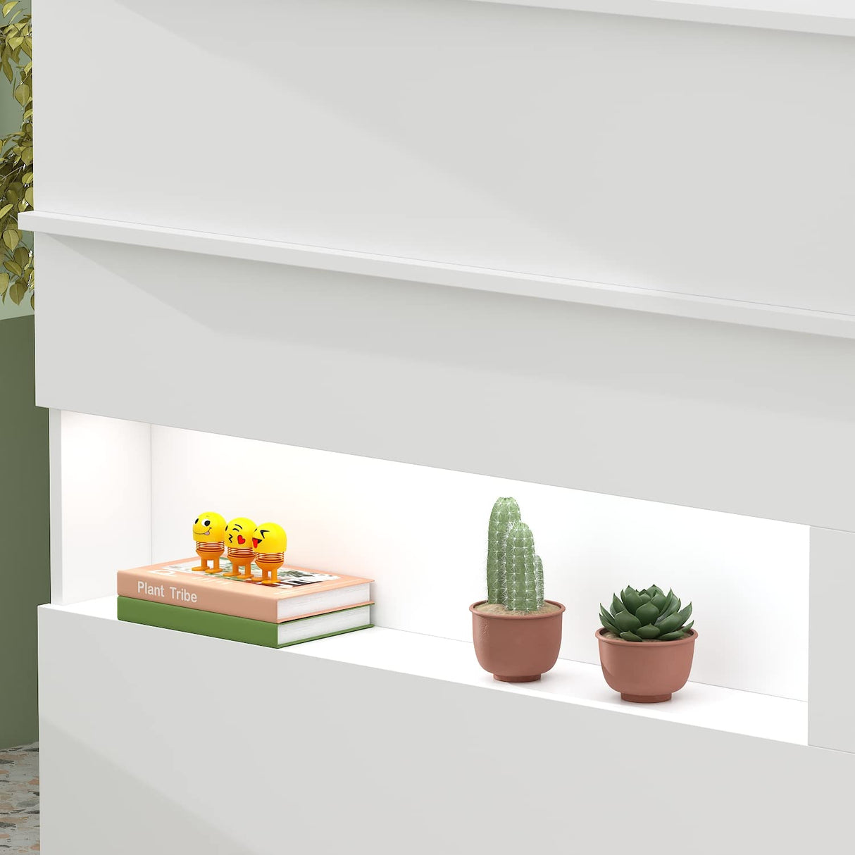 ECACAD Reception Desk with Light, Display Shelf & Lockable Drawers, Office Desk Reception Counter Table with Keyboard Tray and Door, White (47.2”W x 19.7”D x 39.2”H) ECACAD