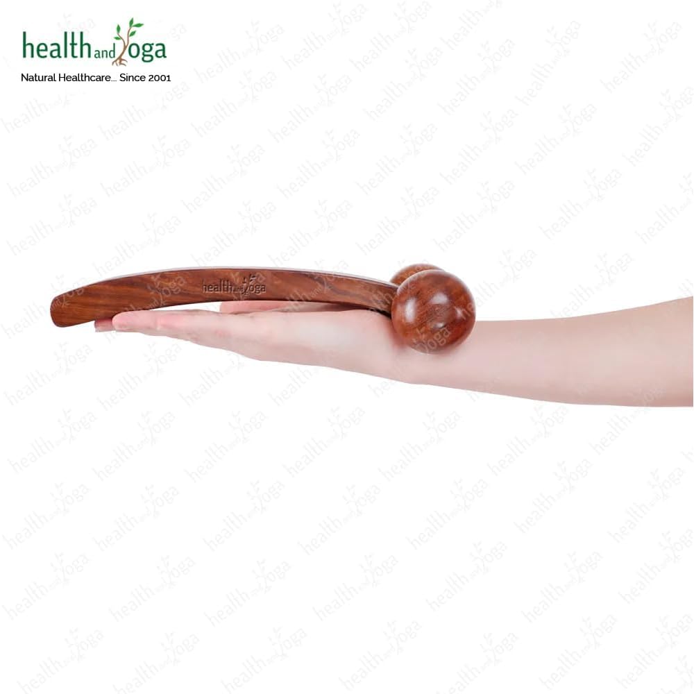 HealthAndYoga™ NatureSooth Wooden Massage Roller – Wood Therapy Massage Tools – Handheld Calf and Leg Massager, Back and Shoulder Massager and Full Body Massager SoulGenie