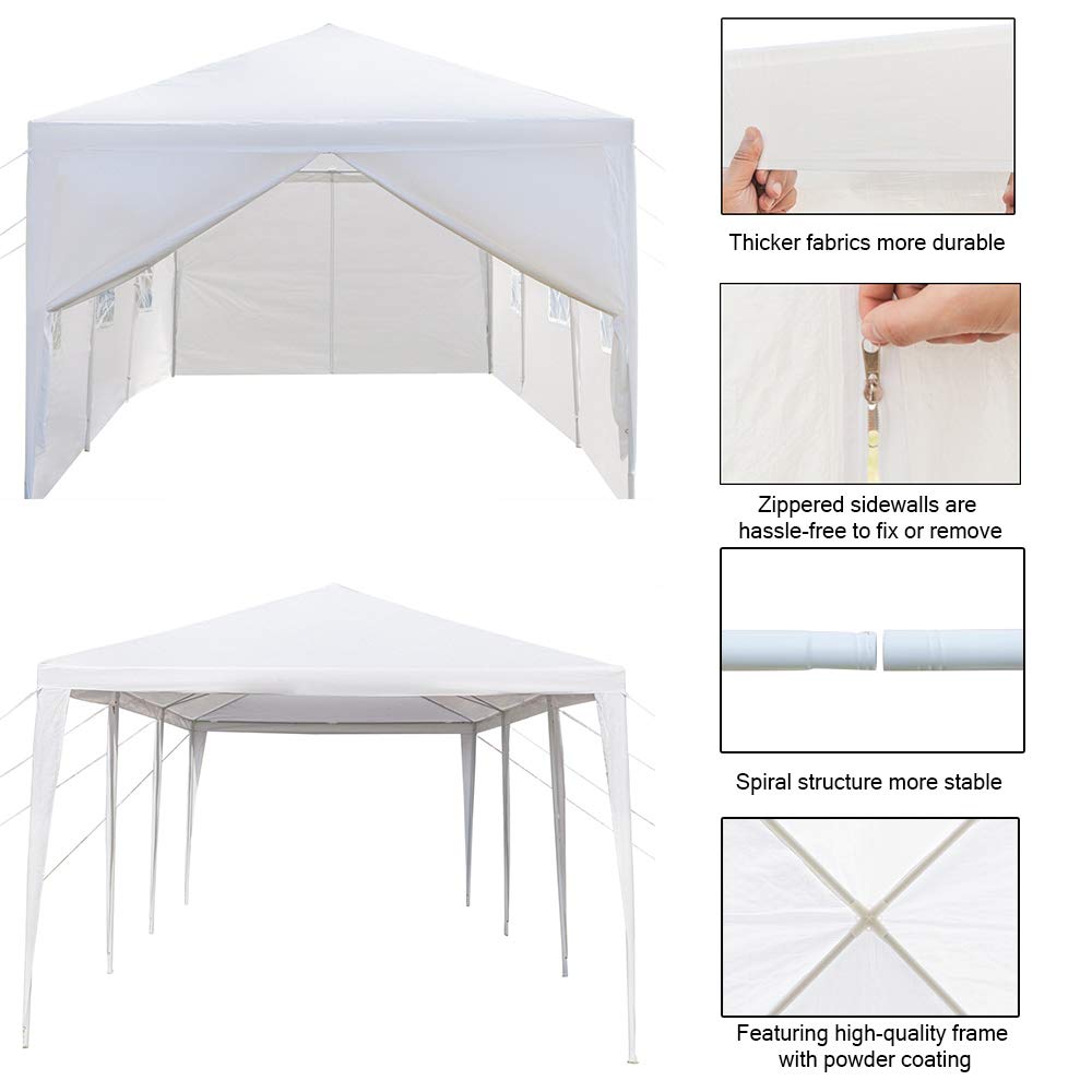 Outdoor Party Tent, Portable Wedding Tent Patio Tent Garden Tent Carport Patio Gazebo BBQ Shelter, Heavy Duty Canopy Waterproof UV Protection Tent with Removable Sidewalls (10 X 30 ft, 8 Sidewalls) MTFY