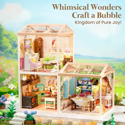 ROBOTIME Super Creator Kits, DIY Mini House Toy Building Set, Plastic Miniature House 126 PCS with Led, Building Set Kits for Creative Play Unique Hobby Gift Idea Birthday (Farmhouse Kitchen)