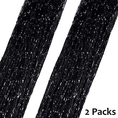 Vagasi 2 Pack Beaded Curtain 39 x 79 Inch String Curtains for Doorways Room Divider Curtains Boho Hippie Room Decor Closet Curtains Hanging for Hallway, Party, Black Vagasi