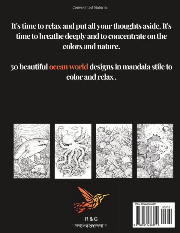 MINDFULLNESS Coloring book for adults: Beautiful Ocean World Mandalas drawings | for Stress Relieving, Anxiety reduction and great art meditation. WoodArtSupply