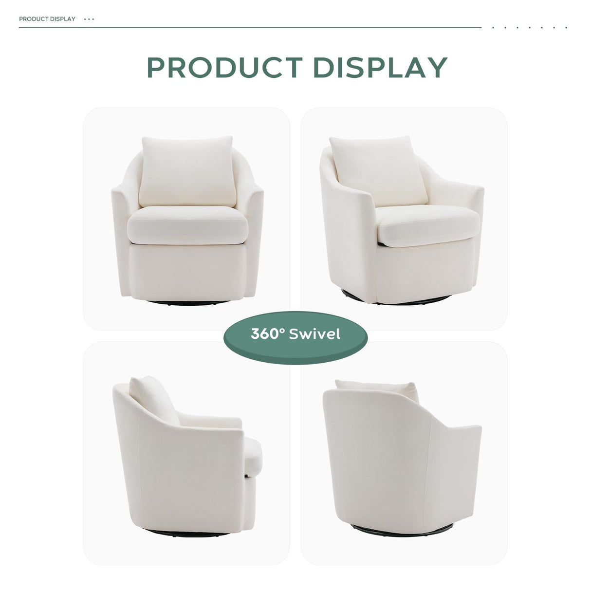 COLAMY Swivel Barrel Chair, Accent Chair Upholstered ArmChair with Plump Pillow Modern Comfy Sofa Chair for Living Room/Bedroom/Reading, Beige COLAMY